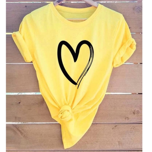 PLUS heart print tee yellow heart tee - Picture 4 of 4